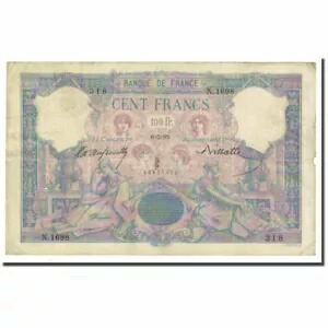 [#172086] フランス、100 フラン、ブルー エ ローズ、1895-03-06、VF、ファイエット:21.8、KM:65、