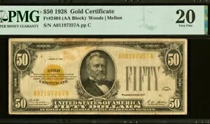 1928 年 金証明書 50 ドル PMG VF 20｜WORLD RESOURCE【KING店】
