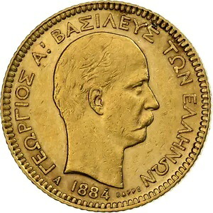 [#1120911] ギリシャ、ジョージ 1 世、ドラクマイ 20 歳、1884 年、パリ、ゴールド、MS、KM:56｜WORLD RESOURCE【KING店】