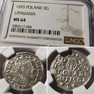 リトアニア - ジグムント III ワザ - 3 グロス - 1593 年 - NGC MS64｜WORLD RESOURCE【KING店】
