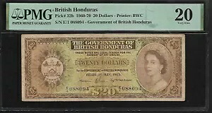 英国ホンジュラス 20 ドル 1965 PMG 20 P#32b シリーズ E/1 クイーン エリザベス 2 世｜WORLD RESOURCE【KING店】
