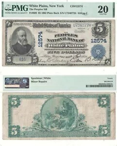 1902年 $5 ニューヨーク PMG VF-20 ホワイト プレーンズ チャーター 12574