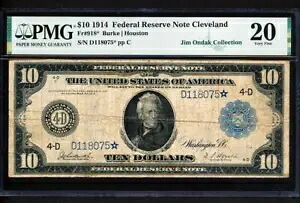 Fr.918* 1914 $10 クリーブランド ***スター*** FRN \