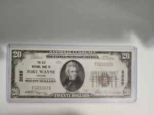 1929 年オールド ナショナル バンク フォート ウェイン ロー シリアル 未流通 ホワイト ビル 希少!