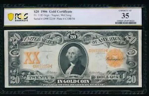 AC Fr 1183 1906 $20 ゴールド証明書 PCGS 35