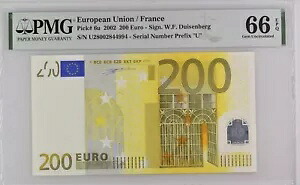 フランス 200 ユーロ 2002 U シリーズ、Duisenberg Sign、PMG 66｜WORLD RESOURCE【KING店】