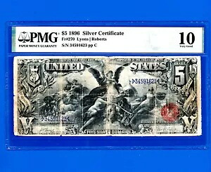 1896年 $5 シルバー証明書 教育ノート PMG 10 非常に良い
