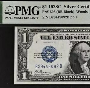 1928C $1 シルバー証明書 PMG 64 - 未流通 - BB ブロック - Fr 1603｜WORLD RESOURCE【KING店】