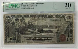 1896年 $1 シルバー証明書 教育ノート FR.225 ブルース/ロバーツ PMG VF 20｜WORLD RESOURCE【KING店】
