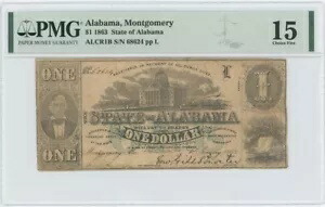 1863 $1 ステート アラバマ モンゴメリー ALCR1B PMG Ch F 15 レア ブルー オーバープリント｜WORLD RESOURCE【KING店】