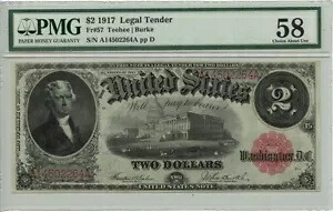 1917年 $2 法定通貨 スモール レッド スカラップ ティーヒー バーク Fr# 57 PMG CHAU 58|WORLD RESOURCE【KING店】