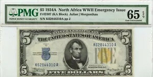1934A $5 北アフリカ - 第二次世界大戦緊急号 Fr# 2307 PMG Gem 65 EPQ 247,005円