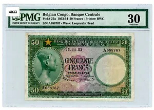 ベルギーコンゴ ... P-27a ... 50 フラン ... 15.11.1953 ... *VF+* ... PMG 30。｜WORLD RESOURCE【KING店】
