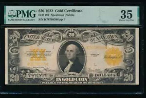 AC Fr 1187 1922 $20 ゴールド証明書 PMG 35｜WORLD RESOURCE【KING店】
