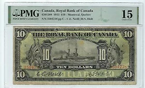 ロイヤル・バンク・オブ・カナダ 1913 $10 630-12-08 PMG Fine 15｜WORLD RESOURCE【KING店】