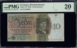 1924 ドイツ製 10 ライヒスマーク PMG 20 P#175 レア｜WORLD RESOURCE【KING店】 249,975円