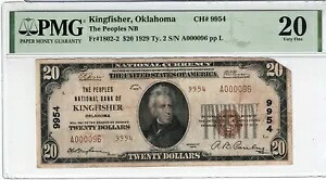 1929 $20 THE PEOPLES NATIONAL BANK OF KINGFISHER OK - A000096 - チャーター 9954 PMG|WORLD RESOURCE【KING店】