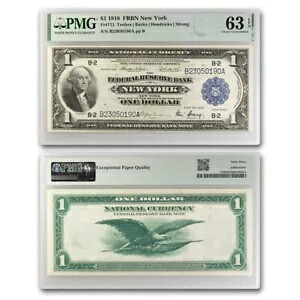 1918 (B-ニューヨーク) $1.00 FRBN CU-63 EPQ PMG (Fr#712)｜WORLD RESOURCE【KING店】