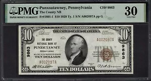 1929 $10 カウンティ NB パンクスタウニー ペンシルベニア州 PMG 30 Fr.1801-1 CH#9863｜WORLD RESOURCE【KING店】 255,420円