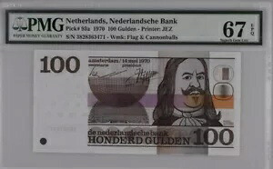 オランダ、Nederlandsche Bank、P93a、1970、100 グルデン、PMG 67EPQ|WORLD RESOURCE【KING店】