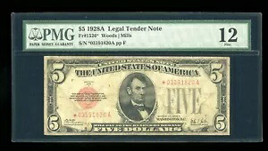 DBR 1928-A $5 リーガル スター神父1526* PMG 12 シリアル *03191820A|WORLD RESOURCE【KING店】