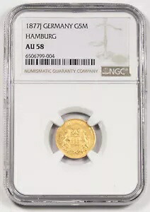 ドイツ自由都市ハンブルク 1877 J 5 マーク金貨 NGC AU58 AU+ ドイツ諸州|WORLD RESOURCE【KING店】