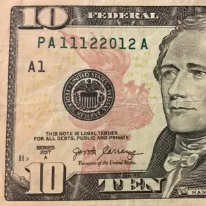 TRUE TRINARY 誕生日 2012/11/12 ☆ $10 10 ドル紙幣 ファンシー シリアルナンバー