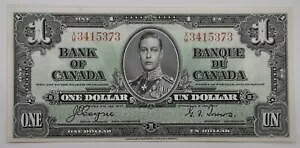 1937 年発行 カナダ 1 ドル紙幣 コイン/タワーズ署名 P#58e エクストラ ファイン プラス