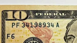 10 ドル紙幣 2017A 流通ファンシー YEAR ブックエンド シリアル番号 PF 34 1989 34A