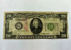 1928 B グリーン シール紙幣 20 ドル紙幣 20.00 ドル紙幣 - 素敵です!