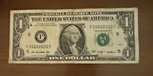 True BINARY リピート 20222022 派手なシリアル番号 $1 1 ドル紙幣 2022