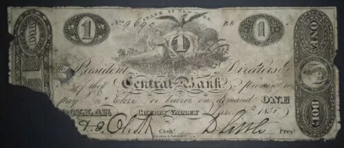 中央銀行 - ニューヨーク州チェリーバレー 1 ドル $1 1830/1838