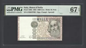 イタリア 1000 リラ 1982 P109b 未流通 グレード 67