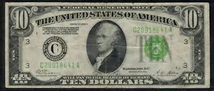 1928 $10 FRN フィラデルフィア ゴールド S/N で引き換え可能 - C28918641A
