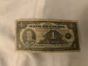 1935 年 カナダ銀行 1 ドル紙幣 良品