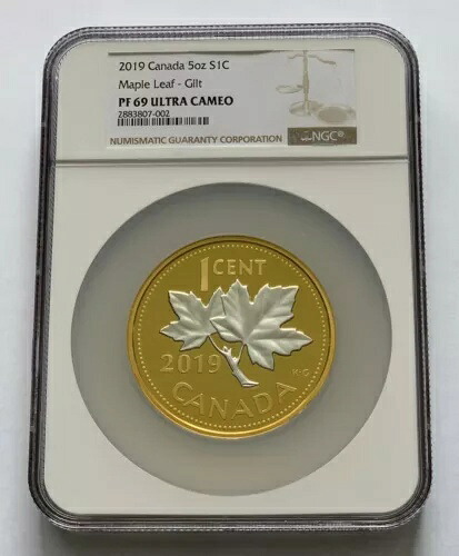 2019 カナダ 1C メープル リーフ 5 オンス ビッグ コイン シリーズ シルバー コイン NGC PF 69｜WORLD RESOURCE【KING店】