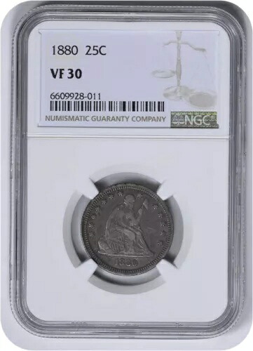 1880 リバティ シーテッド シルバー クォーター VF30 NGC｜WORLD RESOURCE【KING店】