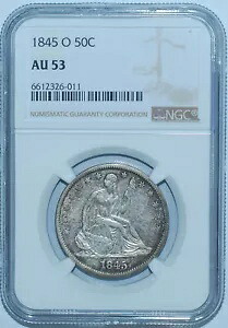 1845 O NGC AU53 シーテッド リバティ ハーフダラー
