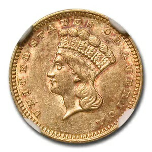 1862 年 $1 インディアン ヘッド ゴールド ダラー AU-58 NGC