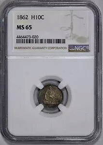 1862 シーテッド リバティ ハーフダイム H10c NGC MS 65|WORLD RESOURCE【KING店】