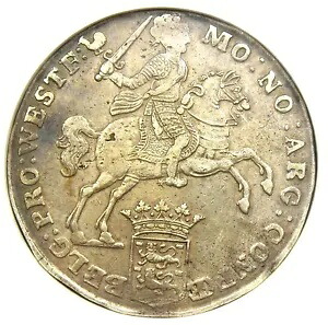 1754 オランダ シルバー デュカトン ホース ライダー コイン - 認定 NGC AU 詳細