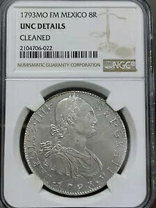 1793 メキシコ MO FM チャールズ 4 世 シルバー NGC UNC 8 レアル 8R コイン|WORLD RESOURCE【KING店】