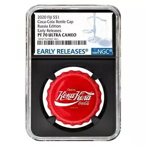 2020 6 グラム フィジー コカコーラ ロシア ボトル キャップ 1 ドル銀貨 NGC PF 69 ER (レトロ)
