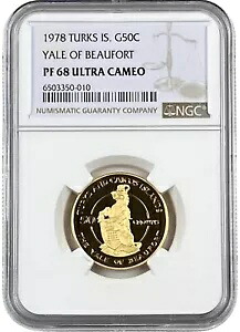 1978 ビューフォート タークス・カイコス諸島のエール ゴールド 50 クラウン プルーフ コイン NGC PF 68 UC｜WORLD RESOURCE【KING店】