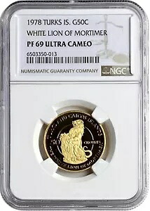 1978 ホワイト ライオン オブ モーティマー タークス＆カイコス ゴールド 50 クラウン コイン NGC PF 69 UC｜WORLD RESOURCE【KING店】