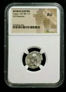 シルバー デナリウス ローマ皇帝トラヤヌス、パックスとキャプティブ リバース NGC AU 6045|WORLD RESOURCE【KING店】