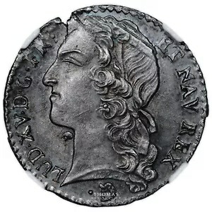 コイン フランス - ルイ 15 世 - 1/10 エキュ オ バンドー - 1756 Z グルノーブル - NGC MS 63