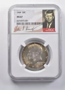 MS67 1964 ケネディ ハーフダラー シグネチャー ラベル NGC *7216