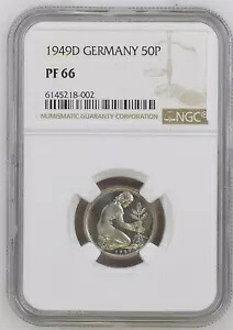 コイン BRD 50 フェニヒ 1949 D プルーフ PP NGC PF66 Prachtexemplar nswleipzig
