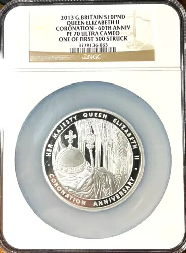 巨大な 2013 イギリス 5 オンス ?10 エリザベス女王 60 世戴冠式 NGC PF70 246,510円